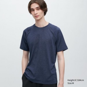 Koszulka Męskie Uniqlo DRY-EX Crew Neck Short-Sleeve Niebieskie,Uniqlo Polska | U211244