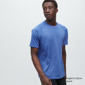 Koszulka Męskie Uniqlo DRY-EX Crew Neck Short-Sleeve Niebieskie,Uniqlo Polska | S846883