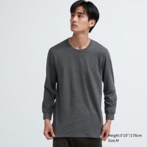 Koszulka Męskie Uniqlo HEATTECH Cotton Crew Neck Long-Sleeve (Extra Warm) (2022 Edition) Ciemny Szare,Uniqlo Polska | L156118