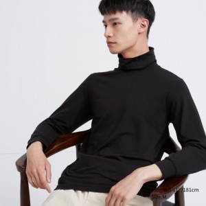 Koszulka Męskie Uniqlo HEATTECH Cotton Turtleneck Long-Sleeve (Extra Warm) (2022 Edition) Czarne,Uniqlo Polska | U892825