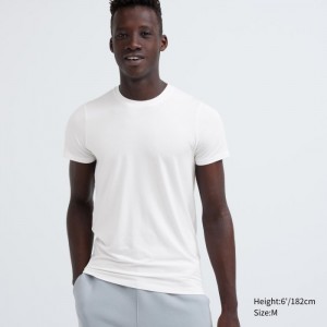 Koszulka Męskie Uniqlo HEATTECH Crew Neck Short-Sleeve (2022 Edition) Białe,Uniqlo Polska | Q314724