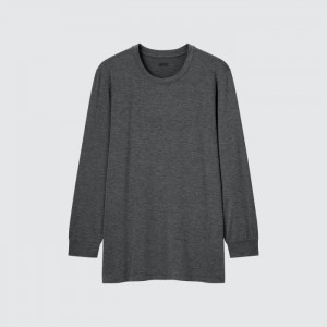 Koszulka Męskie Uniqlo HEATTECH Crew Neck Long-Sleeve (2021 Edition) Ciemny Szare,Uniqlo Polska | Q105647