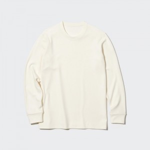Koszulka Męskie Uniqlo HEATTECH Ultra Warm Crew Neck Long-Sleeve (2022 Edition) Białe,Uniqlo Polska | W553334