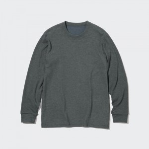 Koszulka Męskie Uniqlo HEATTECH Ultra Warm Crew Neck Long-Sleeve (2022 Edition) Ciemny Szare,Uniqlo Polska | J269527