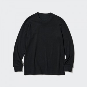 Koszulka Męskie Uniqlo HEATTECH Ultra Warm Crew Neck Long-Sleeve (2022 Edition) Czarne,Uniqlo Polska | U515021