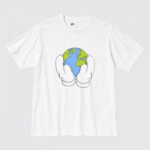 Koszulka Męskie Uniqlo PEACE FOR ALL Short-Sleeve Graphic (Kaws) Białe,Uniqlo Polska | D640488