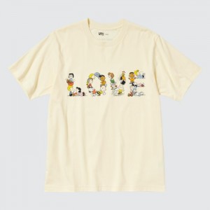 Koszulka Męskie Uniqlo PEACE FOR ALL Short-Sleeve Graphic (Peanuts) Żółte,Uniqlo Polska | T318632