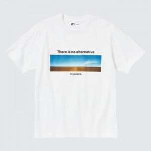 Koszulka Męskie Uniqlo PEACE FOR ALL Short-Sleeve Graphic (Wim Wenders) Białe,Uniqlo Polska | B389417