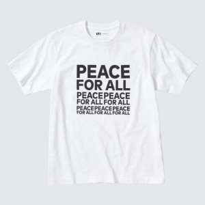 Koszulka Męskie Uniqlo PEACE FOR ALL Short-Sleeve Graphic (Kashiwa Sato) Białe,Uniqlo Polska | K440808
