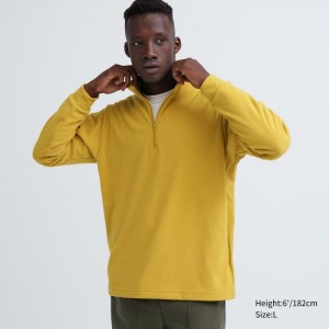 Koszulka Męskie Uniqlo Smooth Fleece Half-Zip Long-Sleeve Żółte,Uniqlo Polska | N874656