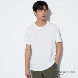 Koszulka Męskie Uniqlo Supima® Cotton Crew Neck Short-Sleeve Białe,Uniqlo Polska | U507258