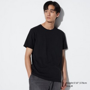 Koszulka Męskie Uniqlo Supima® Cotton Crew Neck Short-Sleeve Czarne,Uniqlo Polska | I688670