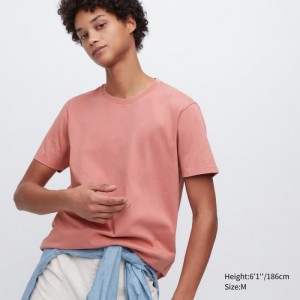Koszulka Męskie Uniqlo Supima® Cotton Crew Neck Short-Sleeve Różowe,Uniqlo Polska | Y019186
