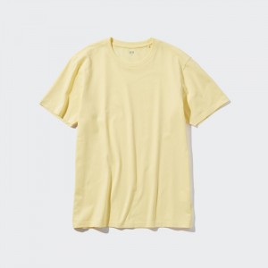 Koszulka Męskie Uniqlo Supima® Cotton Crew Neck Short-Sleeve Żółte,Uniqlo Polska | X680776
