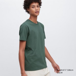 Koszulka Męskie Uniqlo Supima® Cotton Crew Neck Short-Sleeve Zielone,Uniqlo Polska | D586106