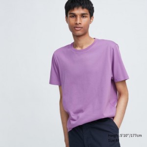 Koszulka Męskie Uniqlo Supima® Cotton Crew Neck Short-Sleeve Fioletowe,Uniqlo Polska | S599463