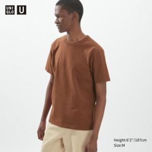 Koszulka Męskie Uniqlo U Crew Neck Short-Sleeve Brązowe,Uniqlo Polska | D009003
