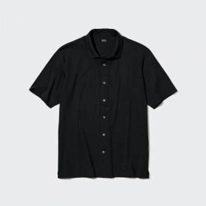Koszulka Polo Męskie Uniqlo AIRism Full Open Short-Sleeve Czarne,Uniqlo Polska | U917346