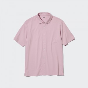 Koszulka Polo Męskie Uniqlo AIRism Full Open Short-Sleeve Różowe,Uniqlo Polska | P281187