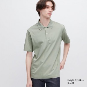 Koszulka Polo Męskie Uniqlo AIRism Regular Collar Zielone,Uniqlo Polska | V731522