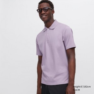 Koszulka Polo Męskie Uniqlo AIRism Regular Collar Fioletowe,Uniqlo Polska | L890145