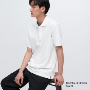 Koszulka Polo Męskie Uniqlo Dry Pique Białe,Uniqlo Polska | Q186244