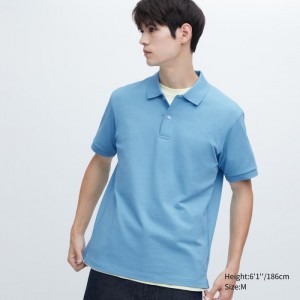 Koszulka Polo Męskie Uniqlo Dry Pique Niebieskie,Uniqlo Polska | C364957