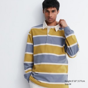 Koszulka Polo Męskie Uniqlo Rugger Long-Sleeve Żółte,Uniqlo Polska | D119325