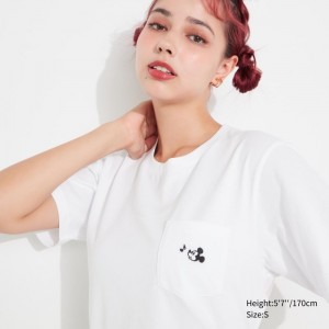 Koszulki Z Grafiką Damskie Uniqlo MAGIC FOR ALL FOREVER UT (Short-Sleeve) Białe,Uniqlo Polska | J528344