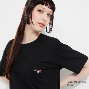 Koszulki Z Grafiką Damskie Uniqlo MAGIC FOR ALL FOREVER UT (Short-Sleeve) Czarne,Uniqlo Polska | E882718
