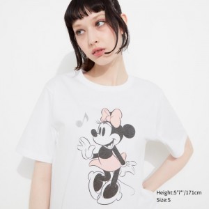 Koszulki Z Grafiką Damskie Uniqlo MAGIC FOR ALL FOREVER UT (Short-Sleeve) Białe,Uniqlo Polska | U493109