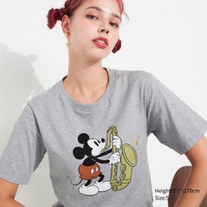 Koszulki Z Grafiką Damskie Uniqlo MAGIC FOR ALL FOREVER UT (Short-Sleeve) Szare,Uniqlo Polska | J049720