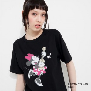Koszulki Z Grafiką Damskie Uniqlo MAGIC FOR ALL FOREVER UT (Short-Sleeve) Czarne,Uniqlo Polska | G353436