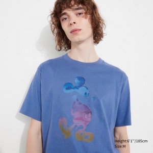 Koszulki Z Grafiką Damskie Uniqlo MAGIC FOR ALL FOREVER UT (Short-Sleeve) Niebieskie,Uniqlo Polska | U874768