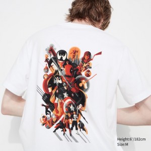 Koszulki Z Grafiką Damskie Uniqlo Marvel Art Collection by Mondo UT (Short-Sleeve) Białe,Uniqlo Polska | T340326