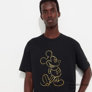 Koszulki Z Grafiką Damskie Uniqlo Mickey Shines UT (Short-Sleeve) Czarne,Uniqlo Polska | G848981