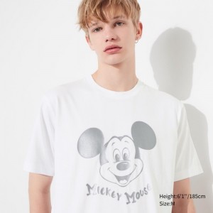Koszulki Z Grafiką Damskie Uniqlo Mickey Shines UT (Short-Sleeve) Białe,Uniqlo Polska | G346424
