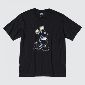 Koszulki Z Grafiką Damskie Uniqlo Mickey Stands UT (Short Sleeve) Czarne,Uniqlo Polska | U421197