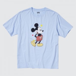 Koszulki Z Grafiką Damskie Uniqlo Mickey Stands UT (Short Sleeve) Głęboka Niebieskie,Uniqlo Polska | M748985