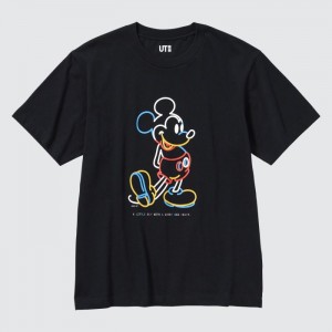 Koszulki Z Grafiką Damskie Uniqlo Mickey Stands UT (Short Sleeve) Czarne,Uniqlo Polska | N935253