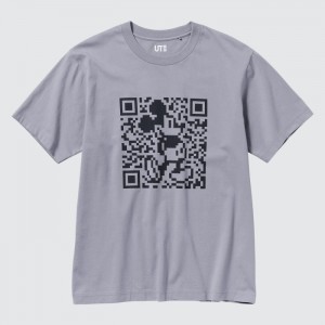 Koszulki Z Grafiką Damskie Uniqlo Mickey Stands UT (Short Sleeve) Szare,Uniqlo Polska | H149268