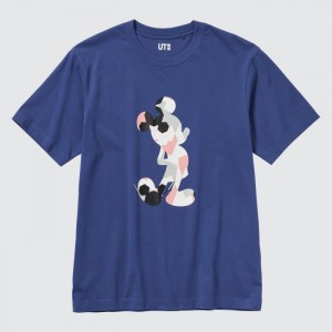 Koszulki Z Grafiką Damskie Uniqlo Mickey Stands UT (Short Sleeve) Niebieskie,Uniqlo Polska | A206117