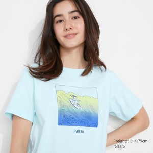 Koszulki Z Grafiką Damskie Uniqlo Peanuts Hawaii UT (Short-Sleeve) Głęboka Zielone,Uniqlo Polska | L323859