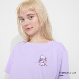 Koszulki Z Grafiką Damskie Uniqlo Peanuts Hawaii UT (Short-Sleeve) Fioletowe,Uniqlo Polska | B343904