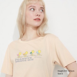 Koszulki Z Grafiką Damskie Uniqlo Peanuts Hawaii UT (Short-Sleeve) Natural,Uniqlo Polska | W870444