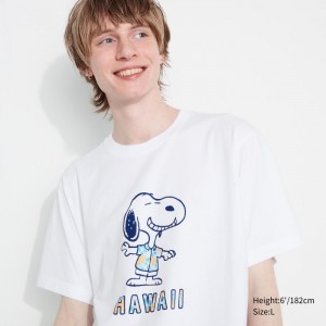 Koszulki Z Grafiką Damskie Uniqlo Peanuts Hawaii UT (Short Sleeve) Białe,Uniqlo Polska | S559471