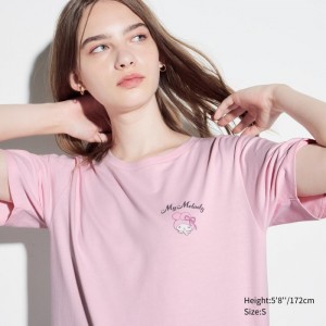 Koszulki Z Grafiką Damskie Uniqlo Sanrio characters UT (Short-Sleeve) Różowe,Uniqlo Polska | G034494
