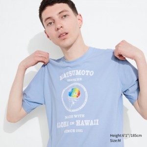 Koszulki Z Grafiką Damskie Uniqlo The Brands Hawaii UT (Short-Sleeve) (Matsumoto Shave Ice) Niebieskie,Uniqlo Polska | G311130
