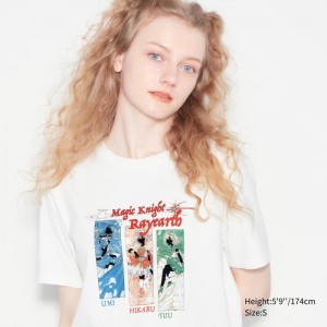 Koszulki Z Grafiką Damskie Uniqlo The World of CLAMP UT (Short Sleeve) Białe,Uniqlo Polska | P413466