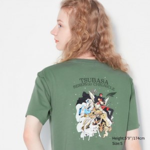 Koszulki Z Grafiką Damskie Uniqlo The World of CLAMP UT (Short Sleeve) Zielone,Uniqlo Polska | O593799